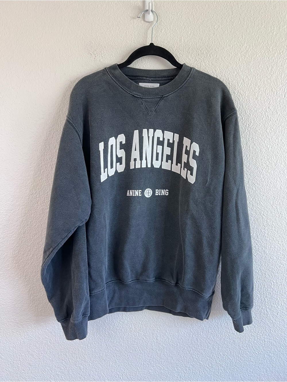 Anine Bing Women's Los Angeles French Terry Pullover Sweatshirt Grey Logo